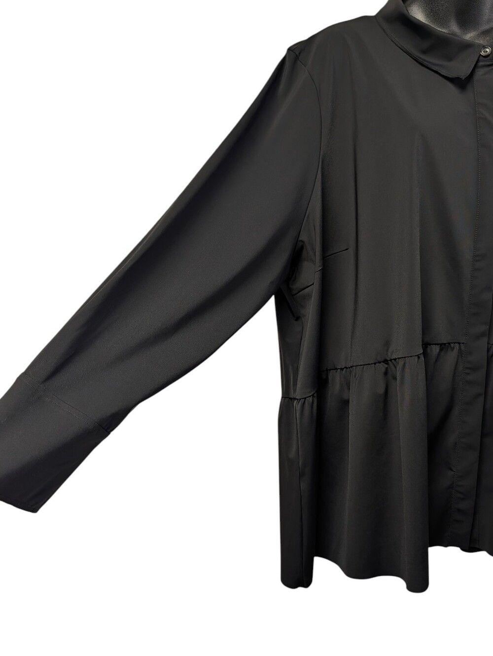Lysse Black Peplum Button Up Tunic Shirt NWT 3X Plus Ruffle Hem Long Sleeve - Picture 5 of 9